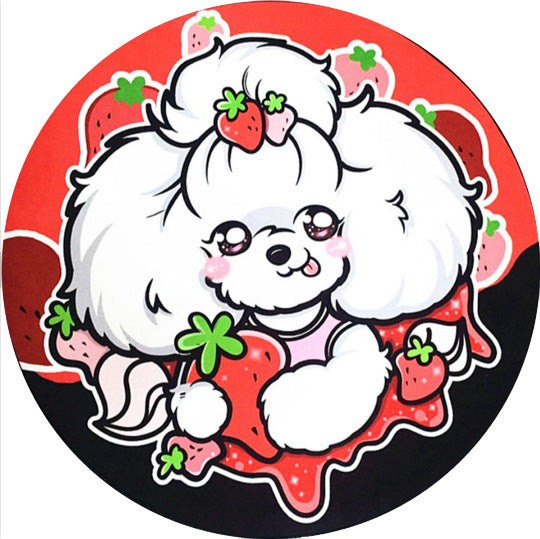 KFX-0897341 Round Non-Slip Cartoon Dog Mat for All Seasons - Available in Two Sizes