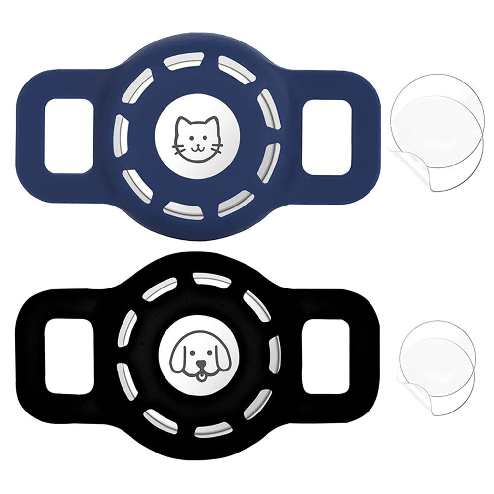 KFX-0897469 Airtag-Compatible Protective Sleeve for Pet Collars - Fashionable Silicone Design