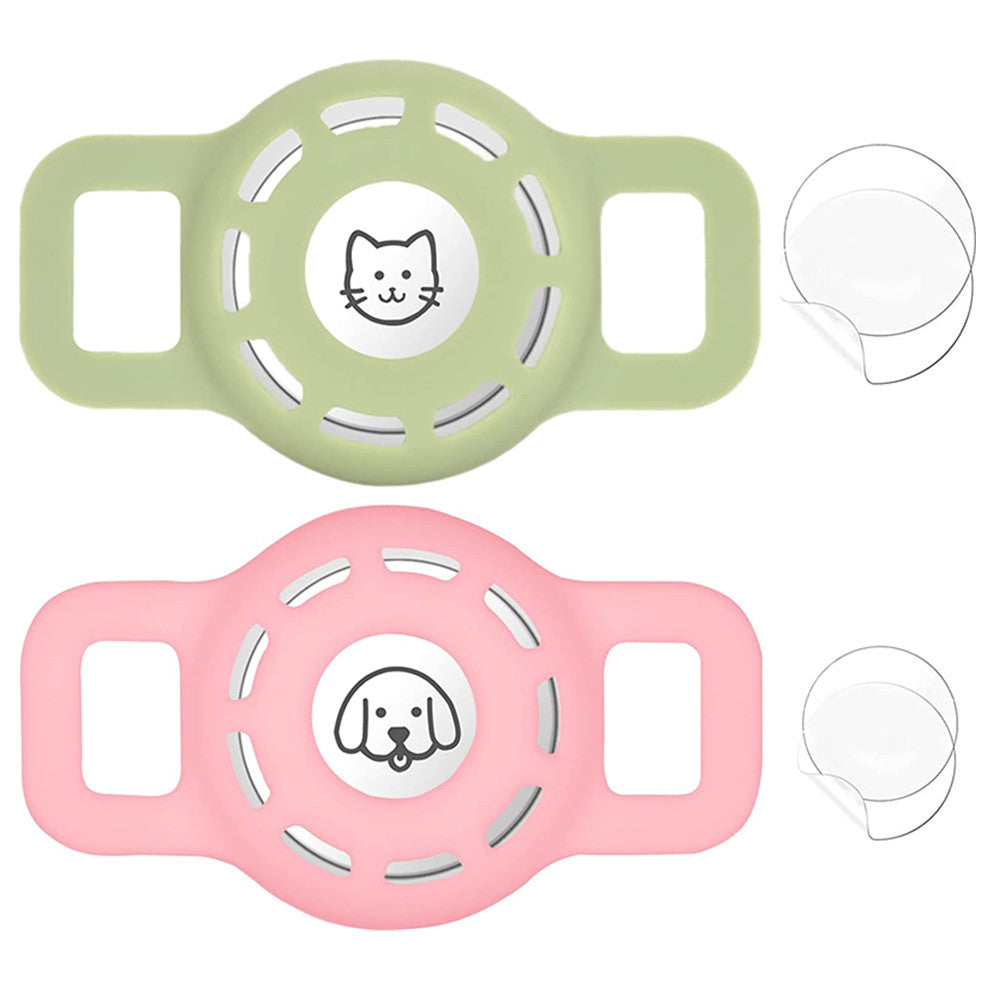KFX-0897469 Airtag-Compatible Protective Sleeve for Pet Collars - Fashionable Silicone Design