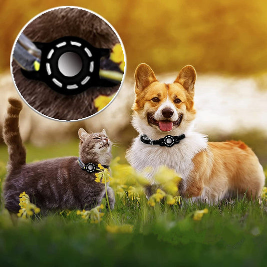 KFX-0897469 Airtag-Compatible Protective Sleeve for Pet Collars - Fashionable Silicone Design