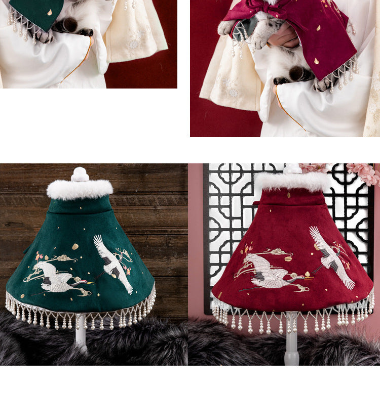 KFX-0899645 Dark Green and Wine Shawl for Cats and Dogs - Sizes S/M