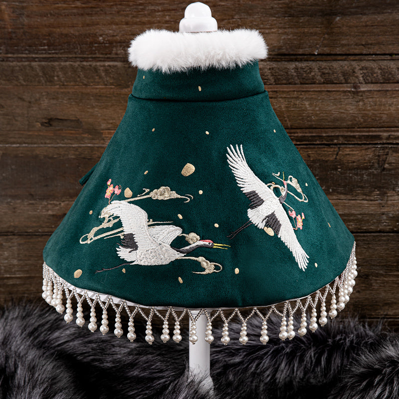 KFX-0899645 Dark Green and Wine Shawl for Cats and Dogs - Sizes S/M