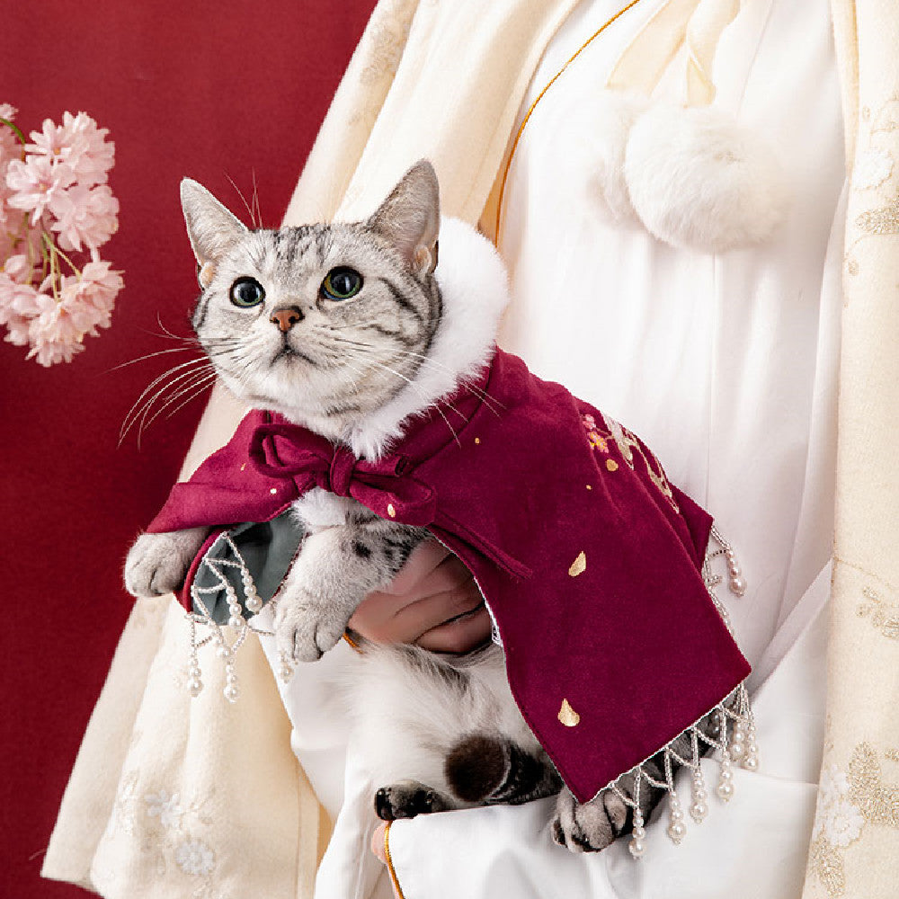 KFX-0899645 Dark Green and Wine Shawl for Cats and Dogs - Sizes S/M