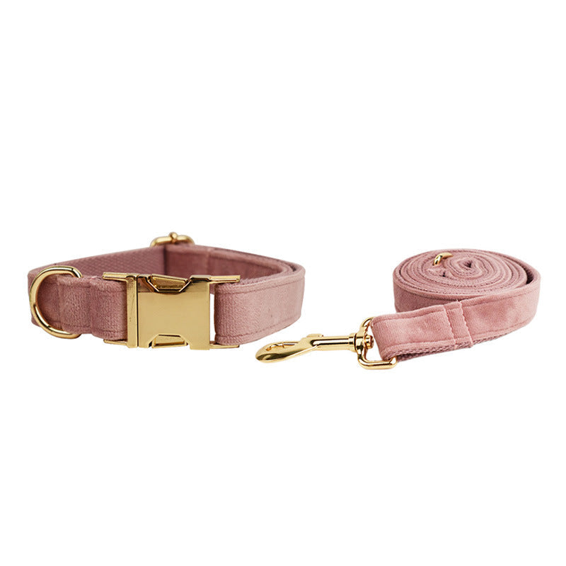KFX-0900541 Velvet Pet Collar with Adjustable Traction Rope and Bow Tie