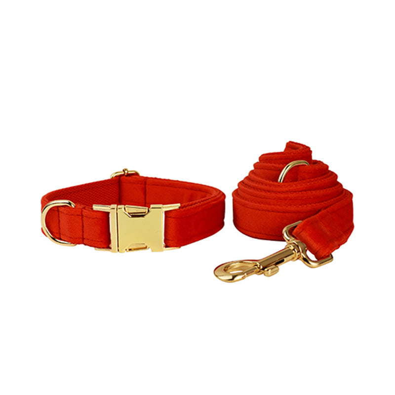 KFX-0900541 Velvet Pet Collar with Adjustable Traction Rope and Bow Tie