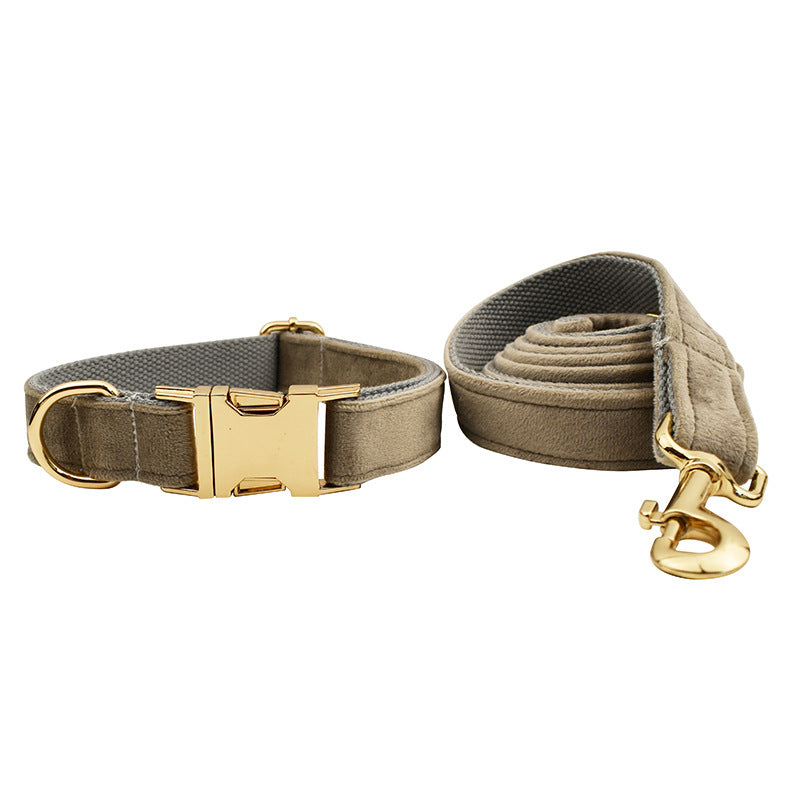 KFX-0900541 Velvet Pet Collar with Adjustable Traction Rope and Bow Tie