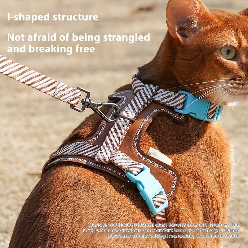 KFX-0902717 Adjustable Anti-Loose PU Leather Dog Harness with Chest Back Grip and Leash