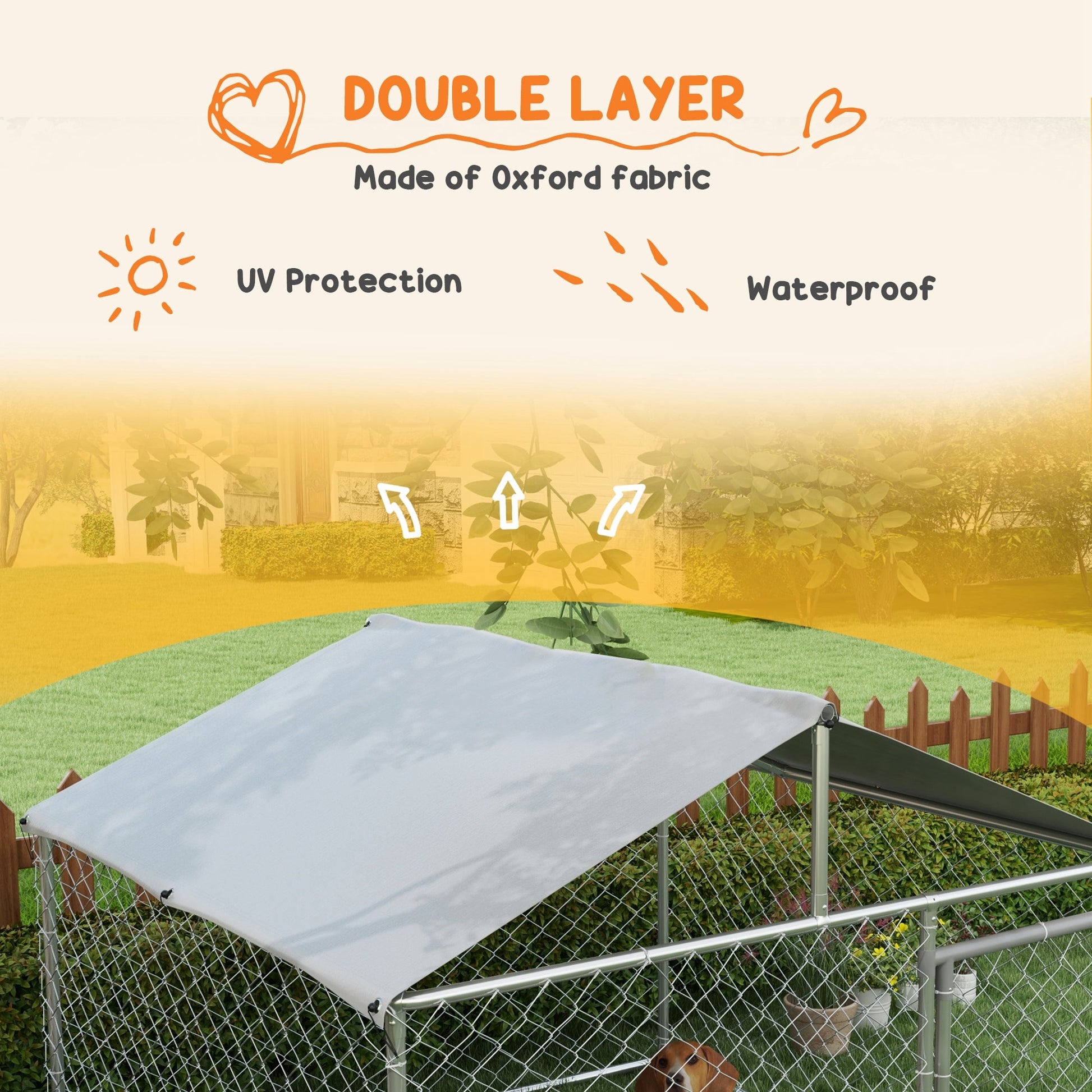 KFX-0904893 Outdoor Dog Kennel for Small to Medium Dogs with Waterproof Roof, 6.6'x6.6'x4.9'