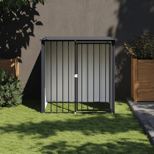 KFX-0905277 Outdoor Doghouse with Roof, Black Galvanized Steel, 110 x 103 x 109 cm