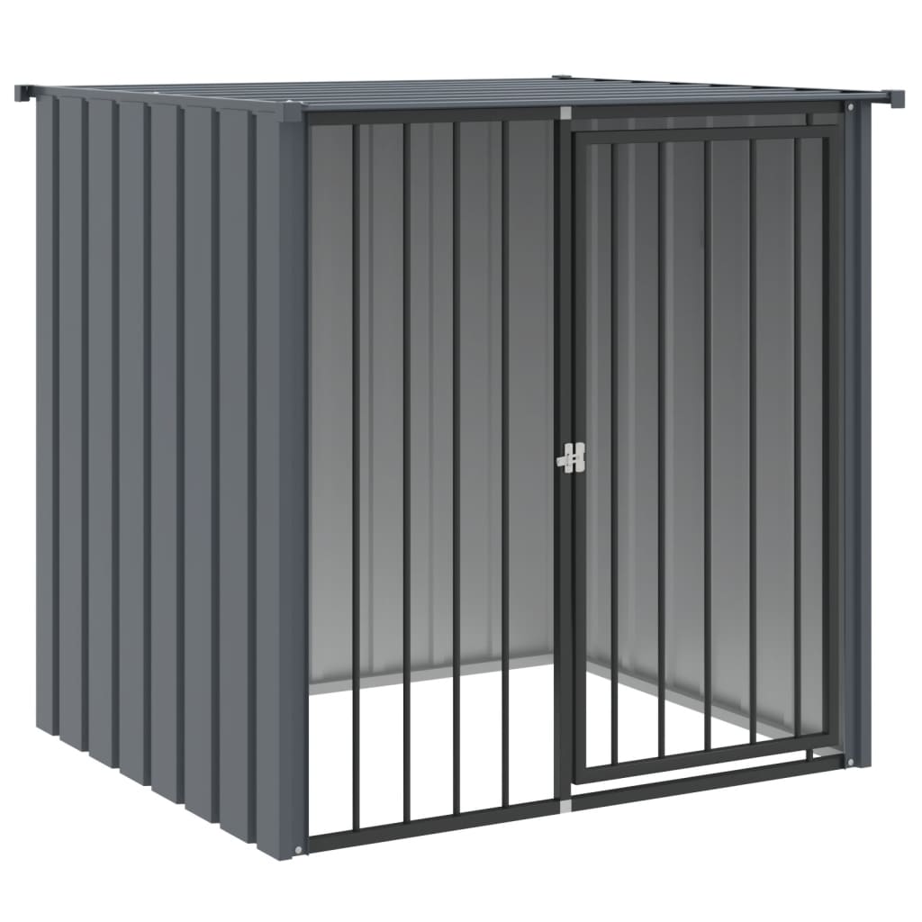KFX-0905277 Outdoor Doghouse with Roof, Black Galvanized Steel, 110 x 103 x 109 cm