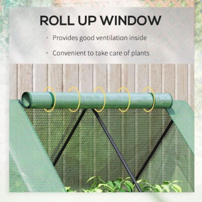 KFX-0908605 Galvanized Raised Garden Bed with Mini Greenhouse Cover and Roll-Up Windows for Outdoor Planting, 50 x 37.5 x 36.25 Inches
