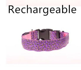 KFX-0908989 LED Pet Safety Collar with Adjustable Nylon and Leopard Print Design