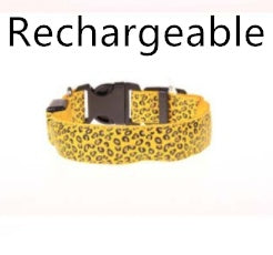 KFX-0908989 LED Pet Safety Collar with Adjustable Nylon and Leopard Print Design