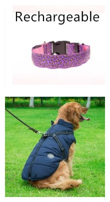 KFX-0908989 LED Pet Safety Collar with Adjustable Nylon and Leopard Print Design