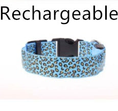 KFX-0908989 LED Pet Safety Collar with Adjustable Nylon and Leopard Print Design