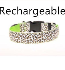 KFX-0908989 LED Pet Safety Collar with Adjustable Nylon and Leopard Print Design