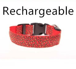 KFX-0908989 LED Pet Safety Collar with Adjustable Nylon and Leopard Print Design