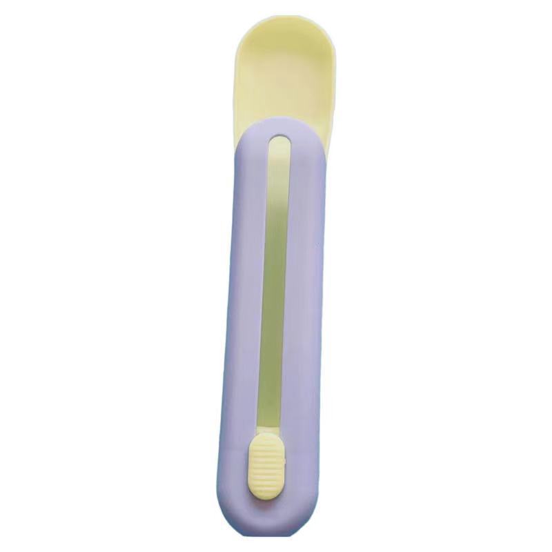 KFX-0910781 Durable Plastic Cat Feeder Spoon with Colorful Lids - 20cm Long