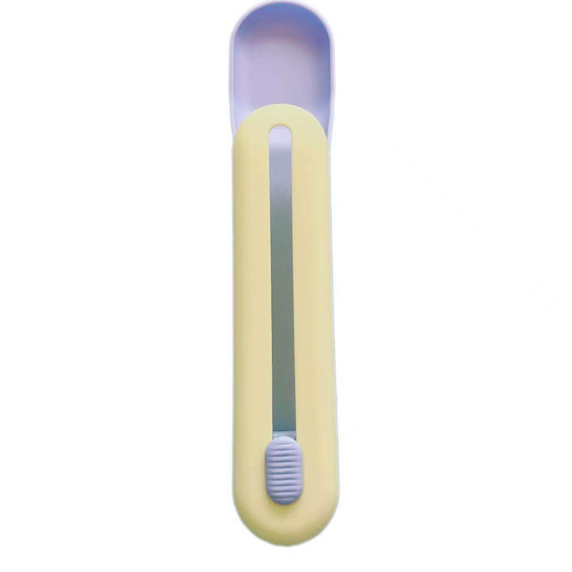 KFX-0910781 Durable Plastic Cat Feeder Spoon with Colorful Lids - 20cm Long