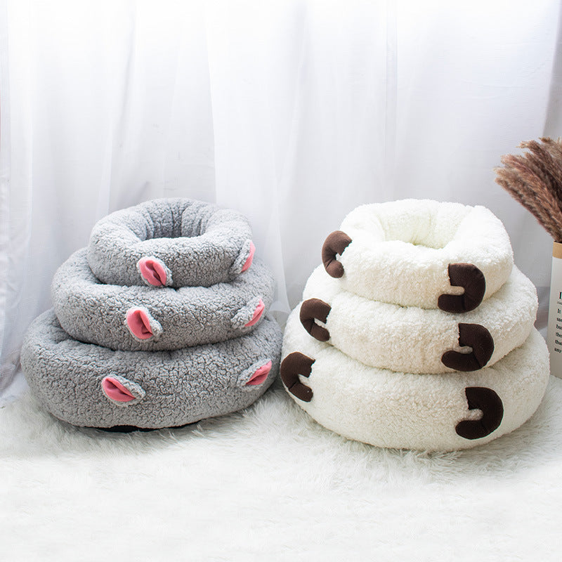 KFX-0911037 Lamb Wool Round Deep Sleep Pet Nest for Cats - Available in 3 Sizes