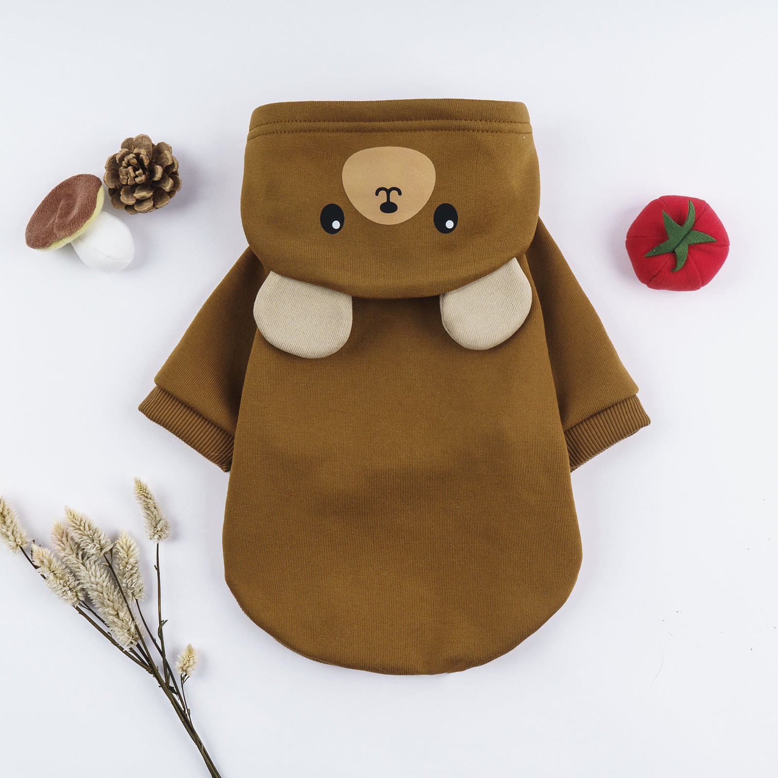 KFX-0912061 Brown Cartoon Hooded Sweater for Dogs - Available in XXS to 2XL