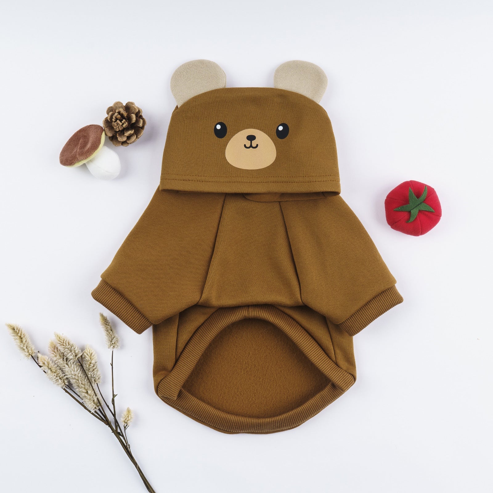 KFX-0912061 Brown Cartoon Hooded Sweater for Dogs - Available in XXS to 2XL