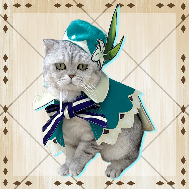 KFX-0913341 Venti Klee Cosplay Cloak with Cat Hat and Scarf - High-Definition Micro-Elastic Chiffon Costume