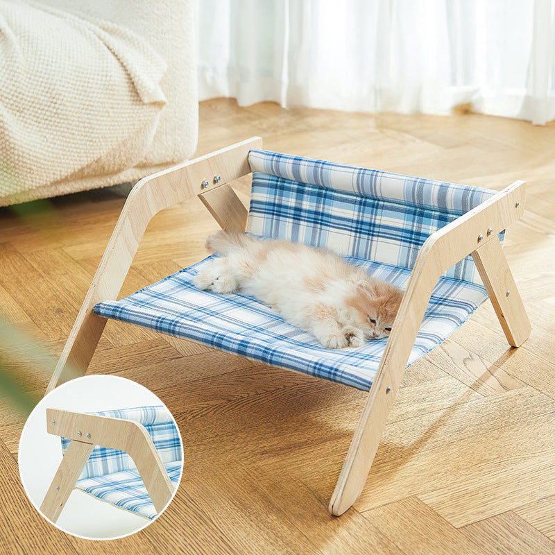 KFX-0914237 Elevated Cat Beach Chair Bed with Soft Cloth for Indoor and Outdoor Relaxation