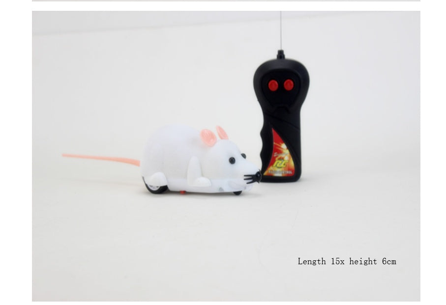 KFX-0914365 Remote-Controlled Flocking Cat Mouse Toy in Black, Gray, and Brown – Battery Not Included