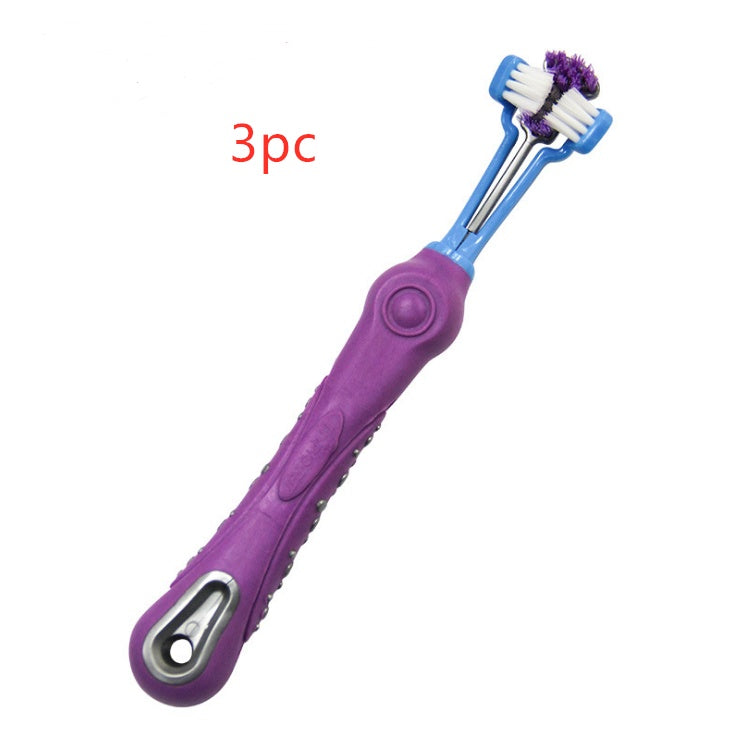 KFX-0914621 Three-Sided Pet Toothbrush for Effective Tartar Removal and Gum Care