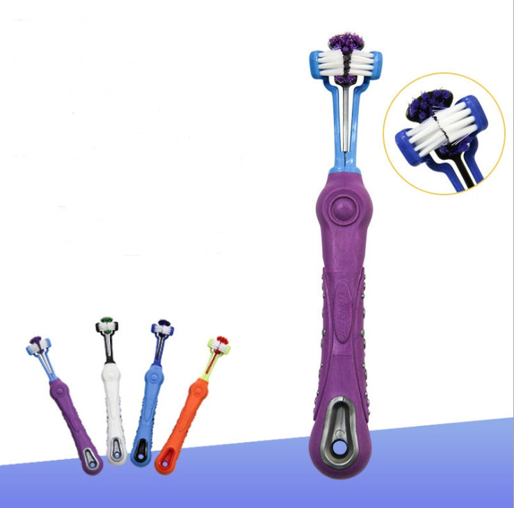 KFX-0914621 Three-Sided Pet Toothbrush for Effective Tartar Removal and Gum Care