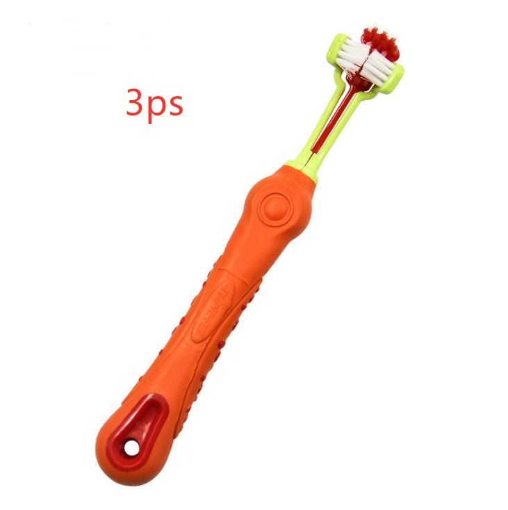 KFX-0914621 Three-Sided Pet Toothbrush for Effective Tartar Removal and Gum Care