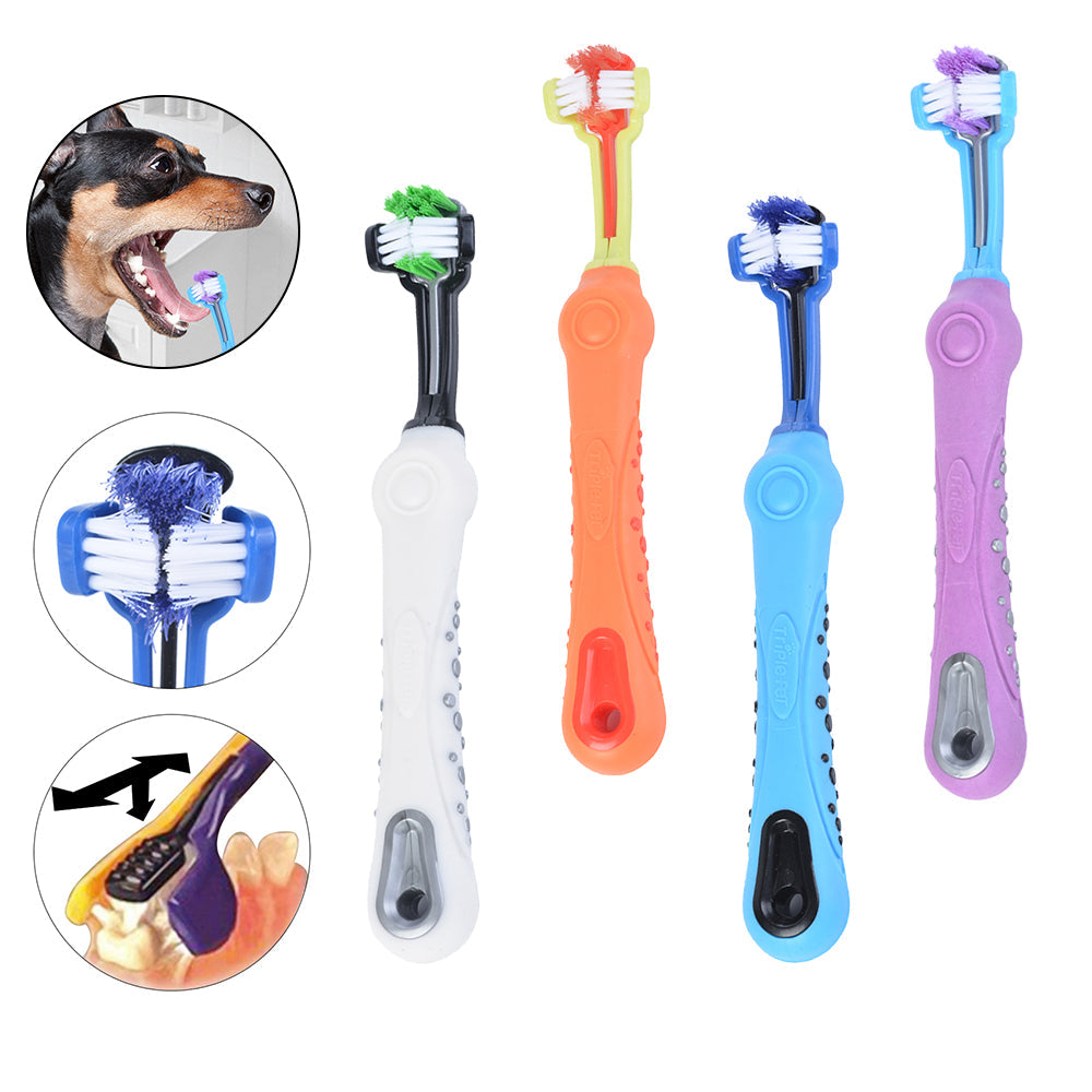 KFX-0914621 Three-Sided Pet Toothbrush for Effective Tartar Removal and Gum Care