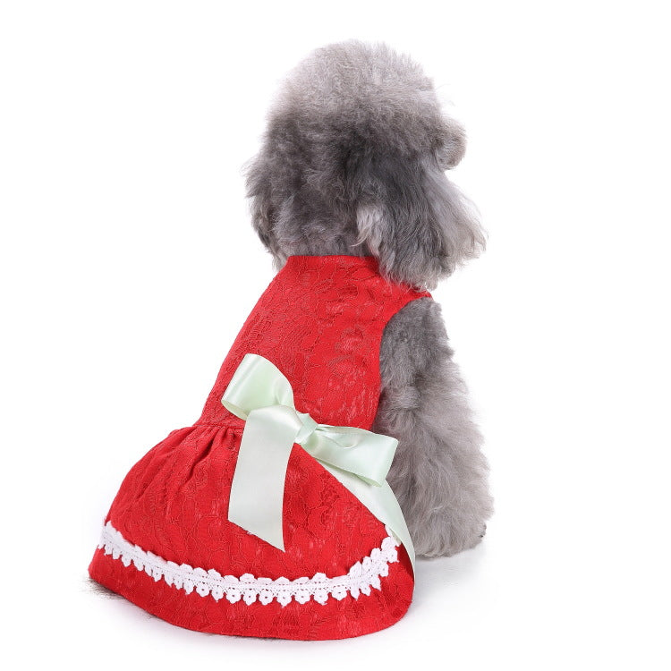KFX-0915133 Polka Dot Summer Dress for Pets - Watermelon and Strawberry Skirt, Polyester Material, Various Sizes