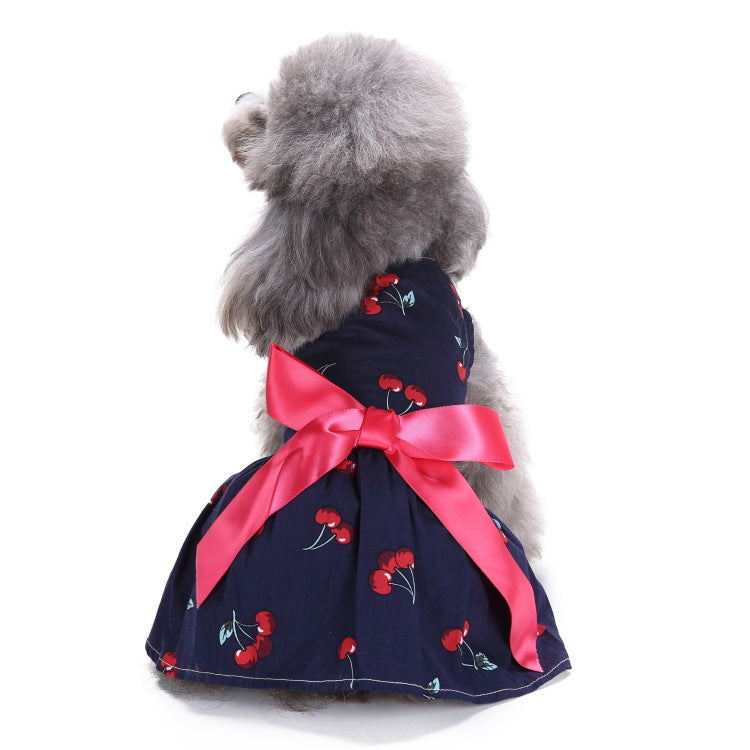 KFX-0915133 Polka Dot Summer Dress for Pets - Watermelon and Strawberry Skirt, Polyester Material, Various Sizes