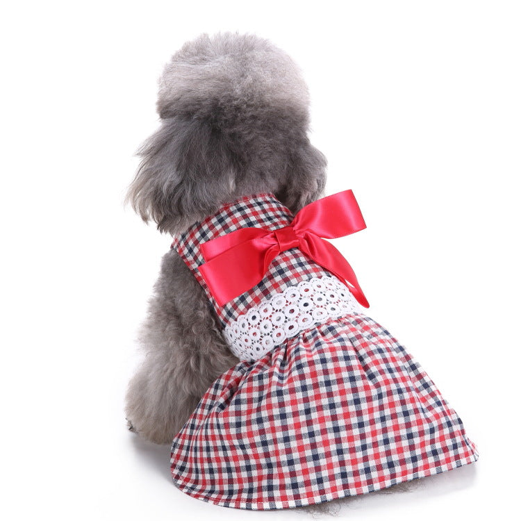 KFX-0915133 Polka Dot Summer Dress for Pets - Watermelon and Strawberry Skirt, Polyester Material, Various Sizes