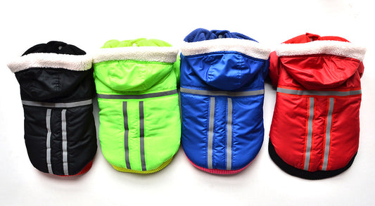 KFX-0917181 Reflective Silk Cotton-Padded Hooded Jacket for Small Dogs - Casual Autumn/Winter Wear, Available in Multiple Colors