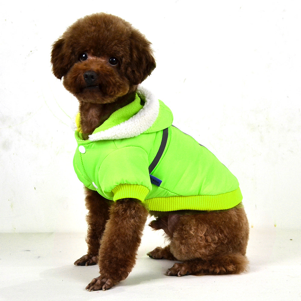 KFX-0917181 Reflective Silk Cotton-Padded Hooded Jacket for Small Dogs - Casual Autumn/Winter Wear, Available in Multiple Colors