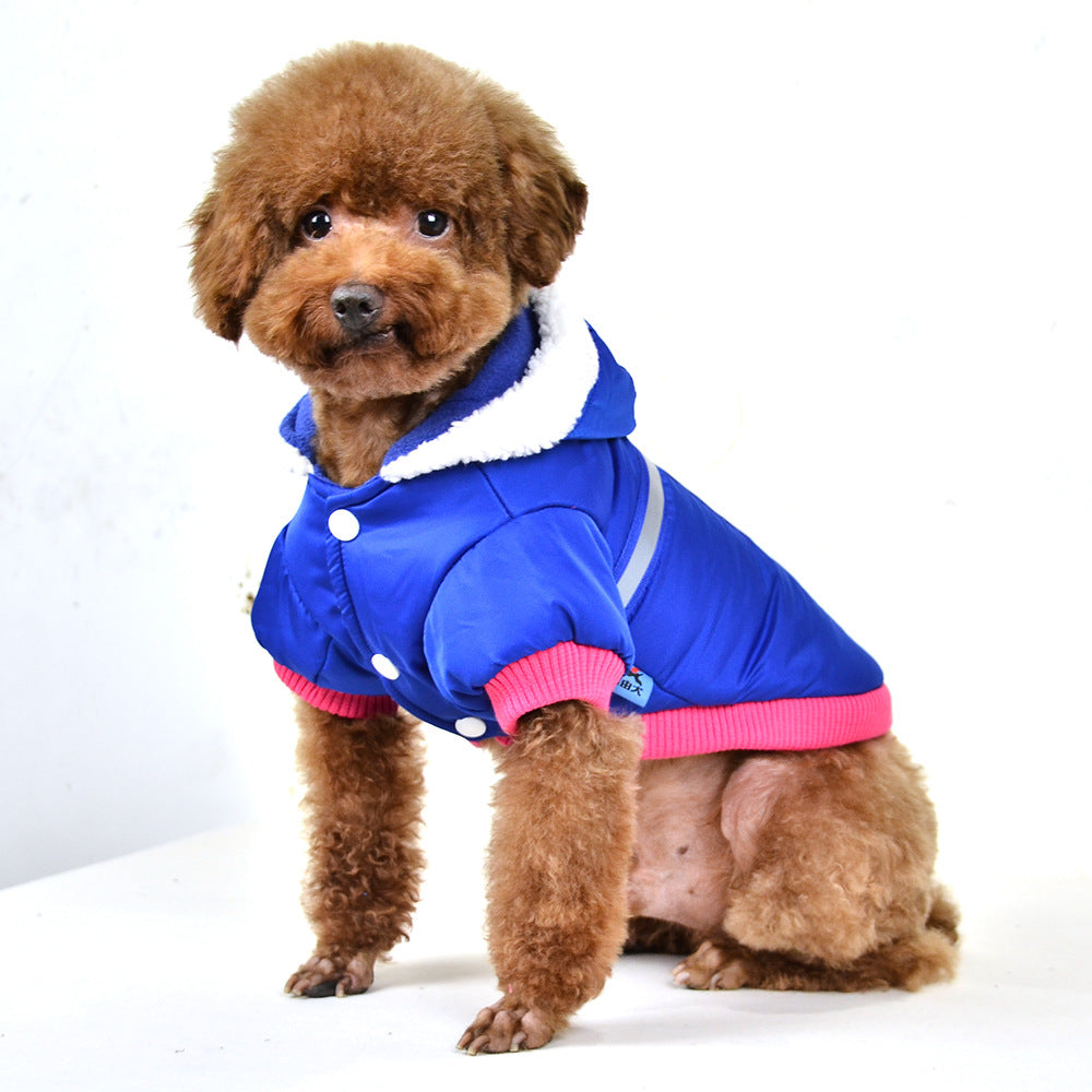 KFX-0917181 Reflective Silk Cotton-Padded Hooded Jacket for Small Dogs - Casual Autumn/Winter Wear, Available in Multiple Colors