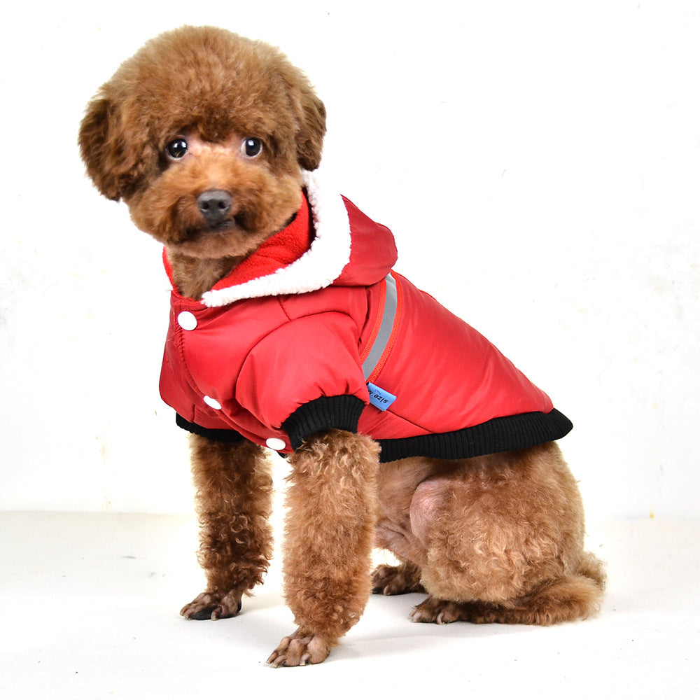 KFX-0917181 Reflective Silk Cotton-Padded Hooded Jacket for Small Dogs - Casual Autumn/Winter Wear, Available in Multiple Colors