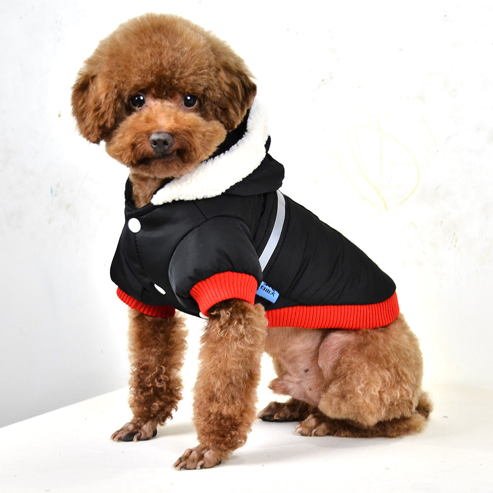 KFX-0917181 Reflective Silk Cotton-Padded Hooded Jacket for Small Dogs - Casual Autumn/Winter Wear, Available in Multiple Colors