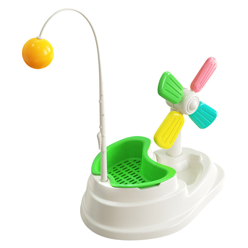 KFX-0917565 Windmill Cat Stick Toy with Interactive Blades and Flexible Pulling Rod