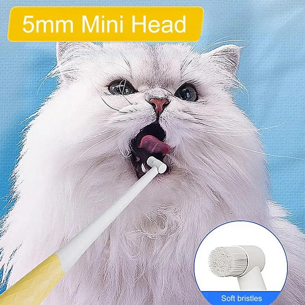KFX-0918205 Cat and Small Dog Toothbrush with Soft Bristles and Anti-Slip Handle for Gentle Oral Care