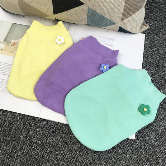 KFX-0919101 Floral Cotton Bottoming Shirt for Cats in Multiple Colors and Sizes
