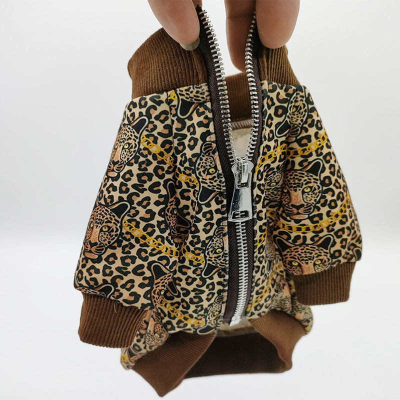 KFX-0923069 Leopard Print Casual Dog Clothing for Spring and Autumn - Polyester, Sizes XS to 2XL