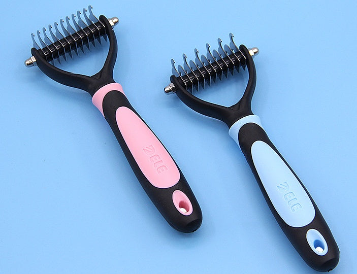 KFX-0924093 All-in-One Pet Dematting Comb with Stainless Steel Teeth and Double-Sided Design for Effective Grooming