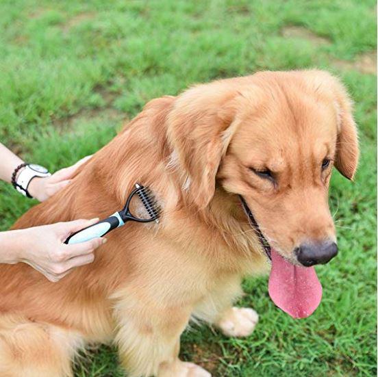 KFX-0924093 All-in-One Pet Dematting Comb with Stainless Steel Teeth and Double-Sided Design for Effective Grooming