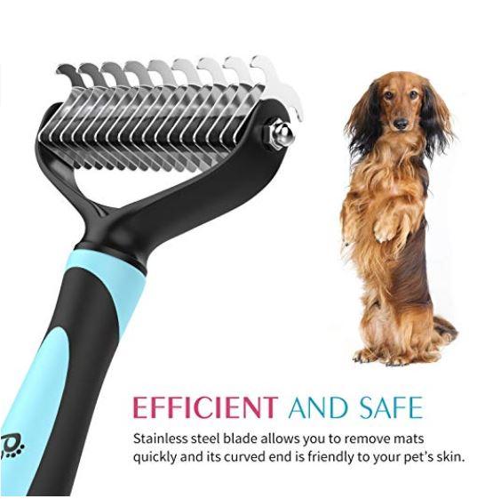 KFX-0924093 All-in-One Pet Dematting Comb with Stainless Steel Teeth and Double-Sided Design for Effective Grooming