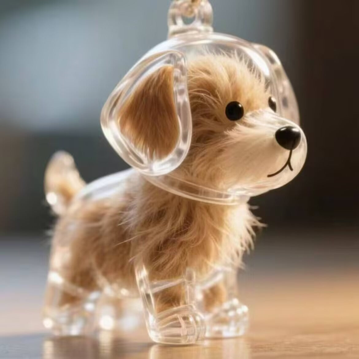 KFX-0924349 Transparent Fur Storage Box for Puppies - Decorative Keepsake Dust-Proof Ornament