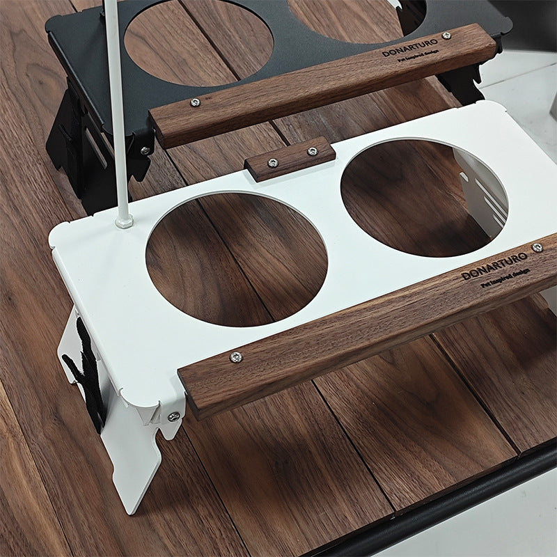 KFX-0924477 Pet Double Bowl Rack with Lamp Post for Outdoor Use - Suitable for Small and Medium Pets
